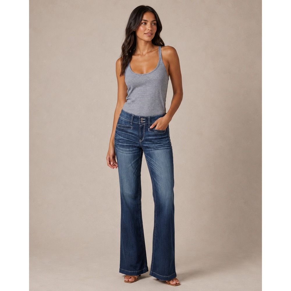 Ariat REAL Denim Mid Rise Entwined Trouser Jeans Dark Wash Marine 31R 10025302